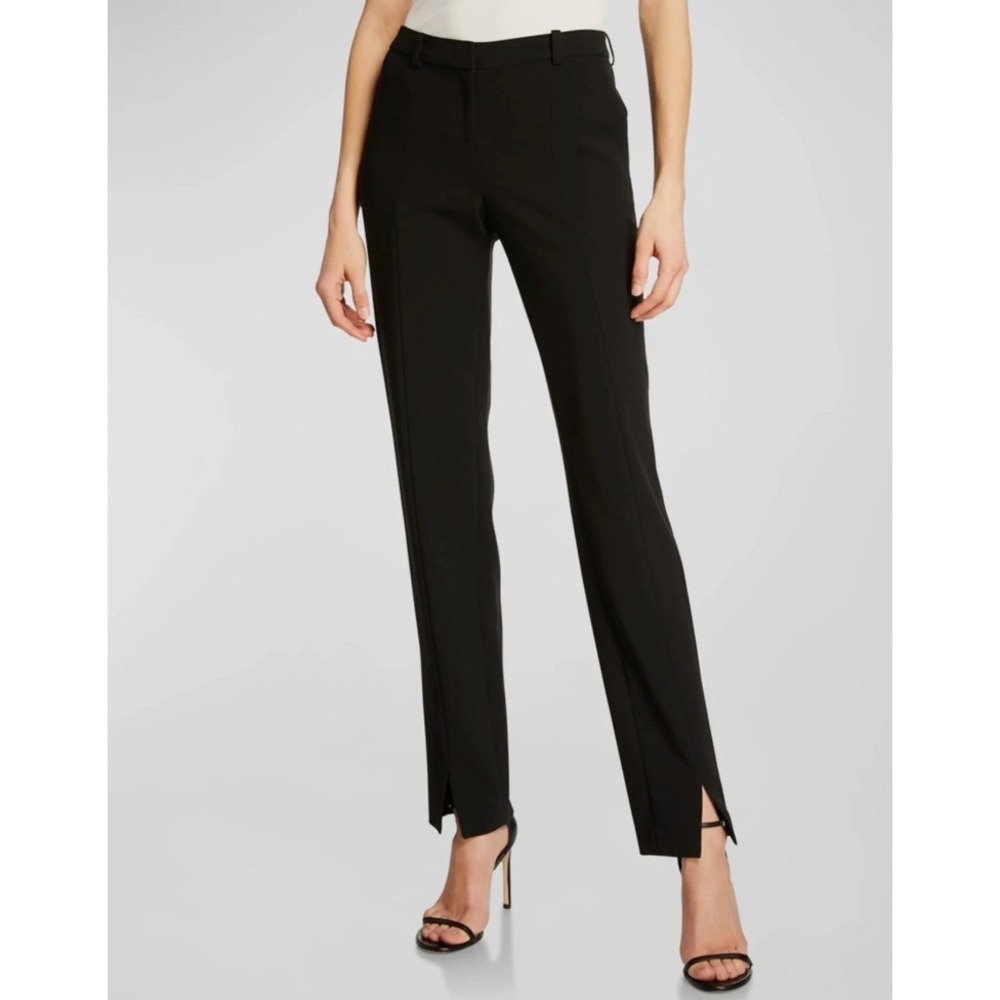 St. John Caviar Jennifer Black Straight Leg Mid Rise‎ Dress Pant Women Sz 8 USA